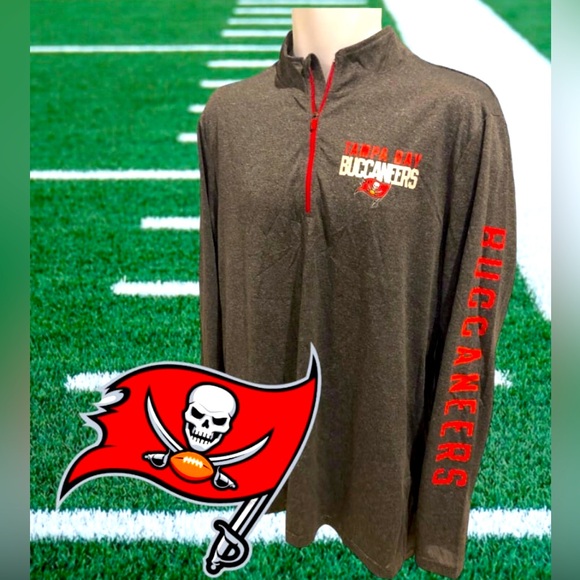 Tampa Bay Buccaneers Bucs NFL L LARGE L/S 1/4 Zip Pullover Performance Shirt NWT - Picture 1 of 6